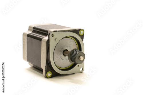 electric stepper motor on white background photo