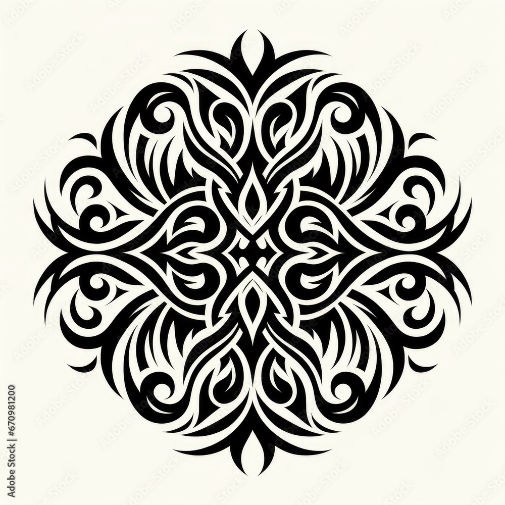 Intricate Tribal Tattoo Design: Symmetrical Black Patterns and Elegance