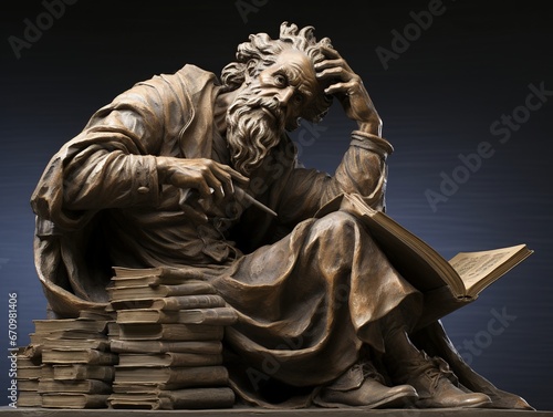 illustration of philosopher statue  , Generative ai photo
