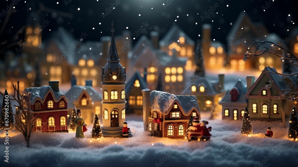 An AI illustration of a small christmas village has been set up in the ...