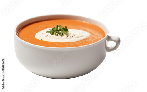 Creamy Tomato Bisque Soup on Transparent Background