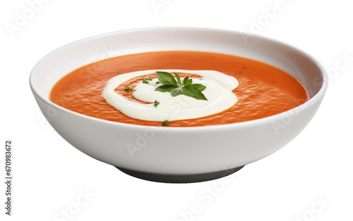 Delicious Tomato Bisque with Dollop on Transparent Background