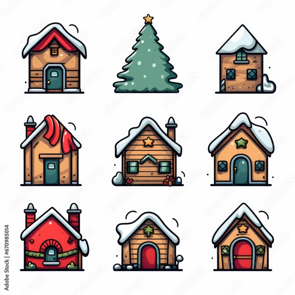 Fototapeta premium Christmas icon set stock illustration