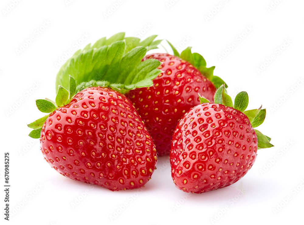 Fresh strawberry with leaves on white background Fresh strawberry with leaves on white background