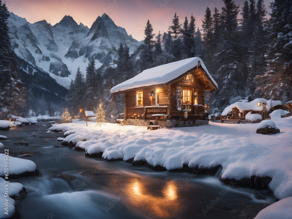 Fototapeta premium house in the snow