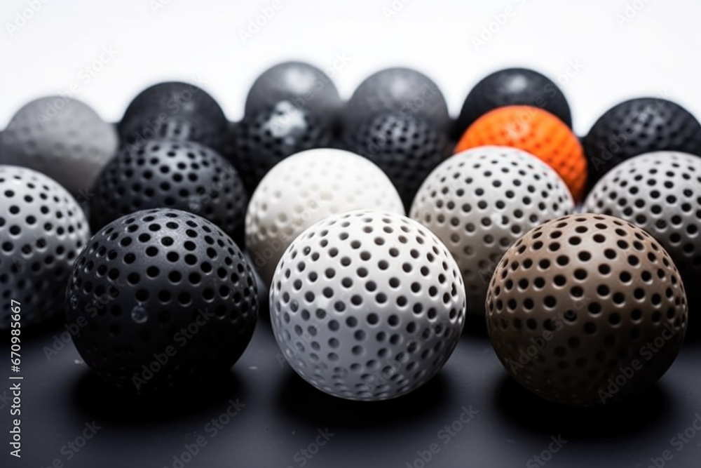 overhead image of freshly pressed rubber balls in a tray overhead image of freshly pressed rubber balls in a tray