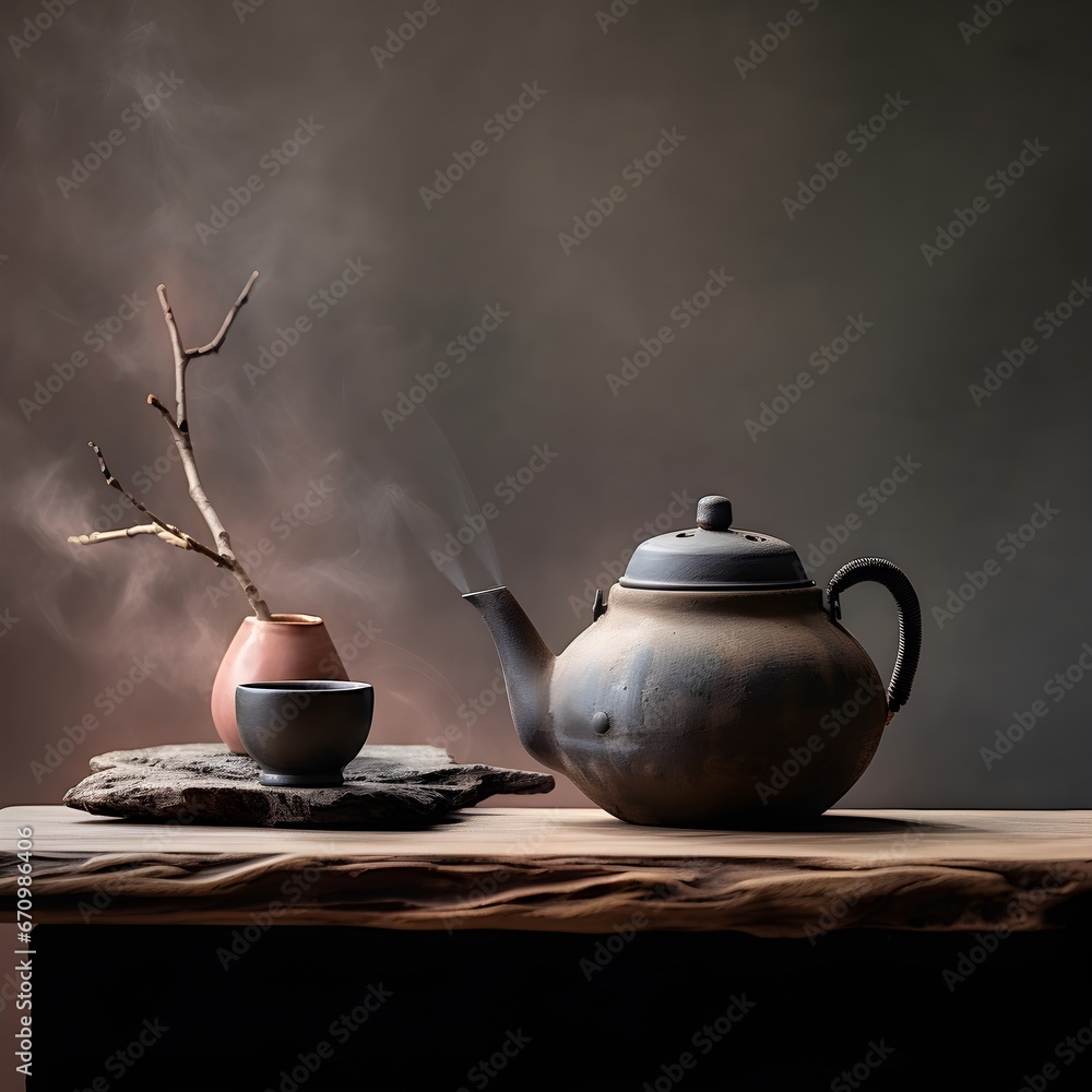 traditional tea ceremony, Japan, authentic ceramics, minimalism, Asian atmosphere - obrazy, fototapety, plakaty 