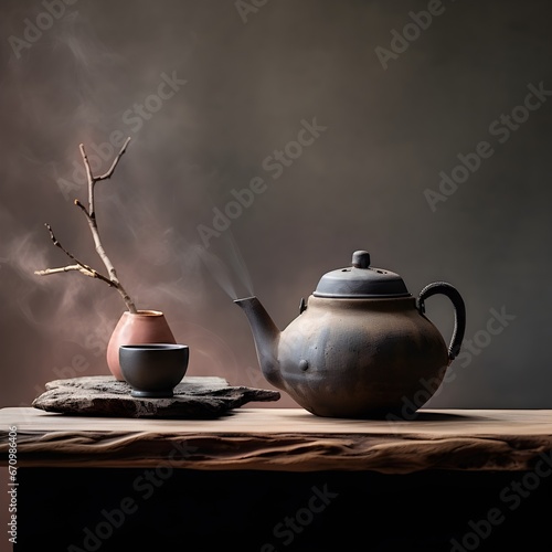 traditional tea ceremony, Japan, authentic ceramics, minimalism, Asian atmosphere photo