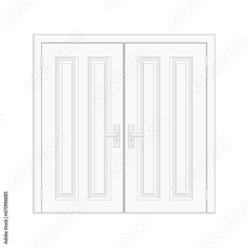 Closed white door in realistic style. Vector EPS 10