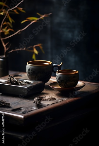 traditional tea ceremony  Japan  authentic ceramics  minimalism  Asian atmosphere