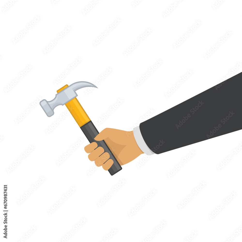 Hammer in hand. Repairing and maintenance concepts. Hammer in hand. Repairing and maintenance concepts.