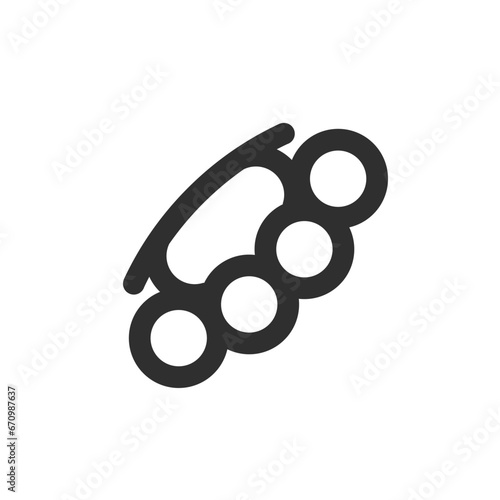 Brass knuckles monochrome icon. Silhouette simple symbol of knuckles.