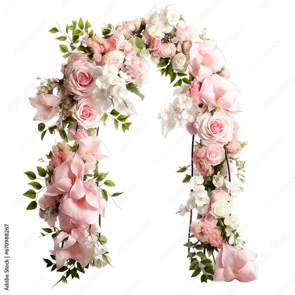 Wedding arch flowers of branches and leaves floral decorations - obrazy, fototapety, plakaty 