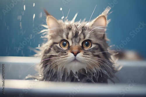 Wet cat in the bath © yuliachupina