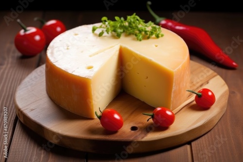 smoked gouda on a rustic wooden board