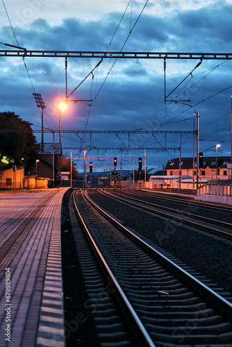 railway station at night