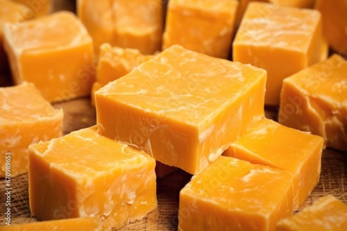 close-up of the texture of smoked cheese