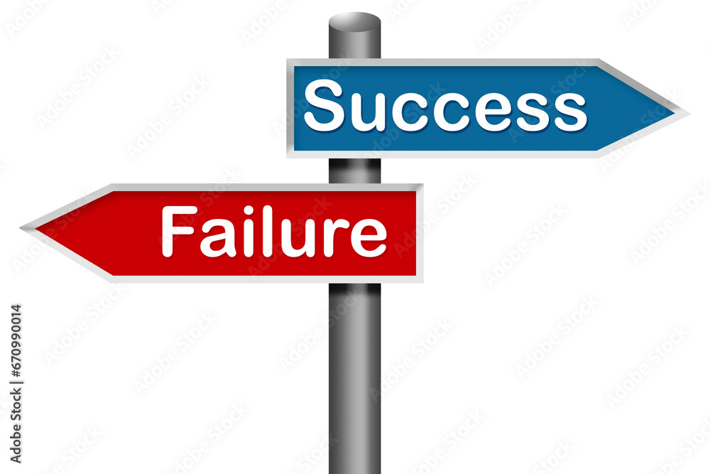 Road sign with success and failure word Road sign with success and failure word