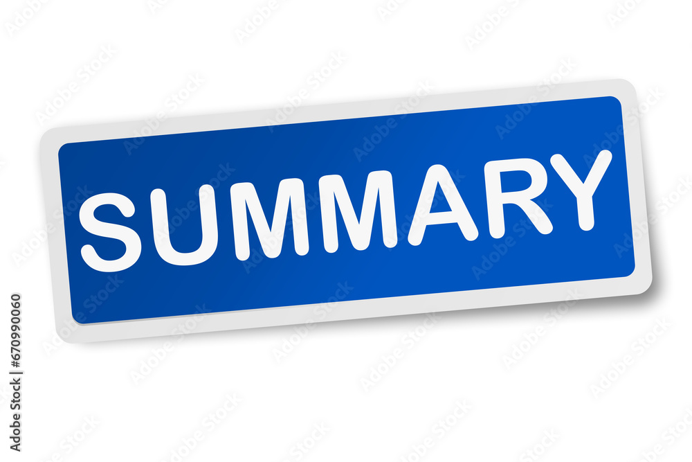 Summary square sticker isolated on white Summary square sticker isolated on white