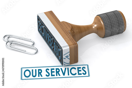 Rubber stamp with our services word