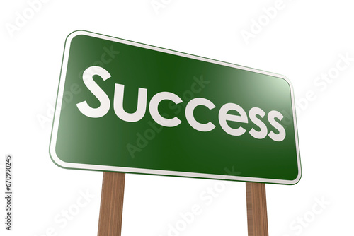 Green road sign banner with success word
