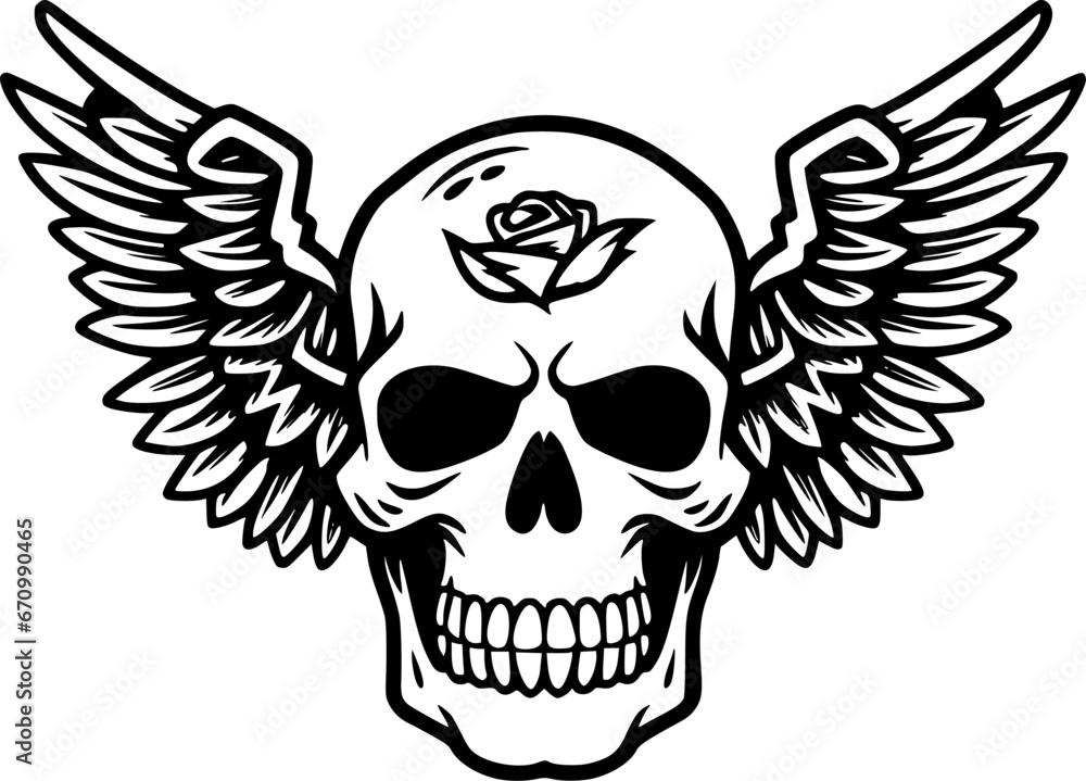 Skull | Black and White Vector illustration Skull | Black and White Vector illustration