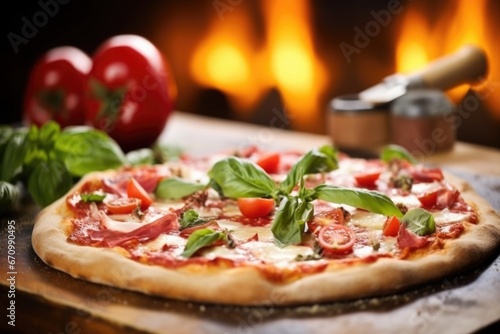 smoky wood-fired pizza crust closeup shot