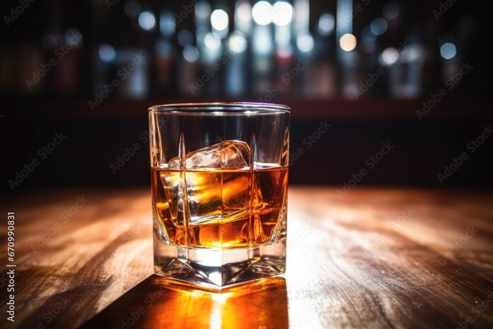 rum in a glass under bright light