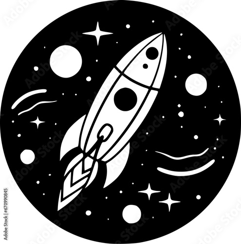 Space | Black and White Vector illustration