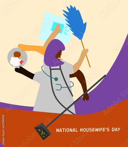 vector illustration of National Housewife's Day.