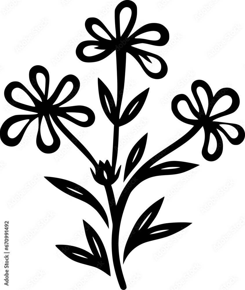 Wildflower - Black and White Isolated Icon - Vector illustration Wildflower - Black and White Isolated Icon - Vector illustration