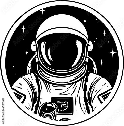 Astronaut - Black and White Isolated Icon - Vector illustration