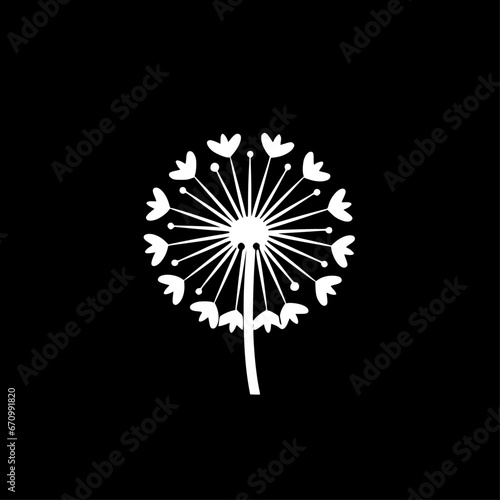 Dandelion | Black and White Vector illustration