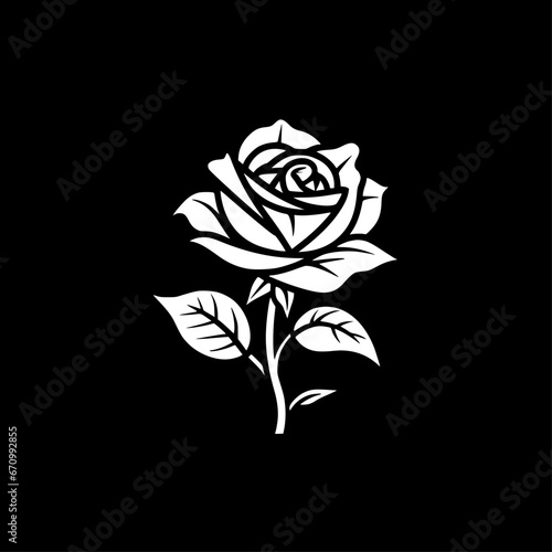 Rose - Black and White Isolated Icon - Vector illustration
