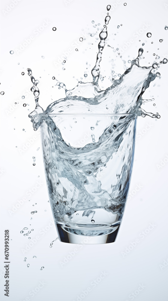 water splash in glasses on white background.Generative ai water splash in glasses on white background.Generative ai