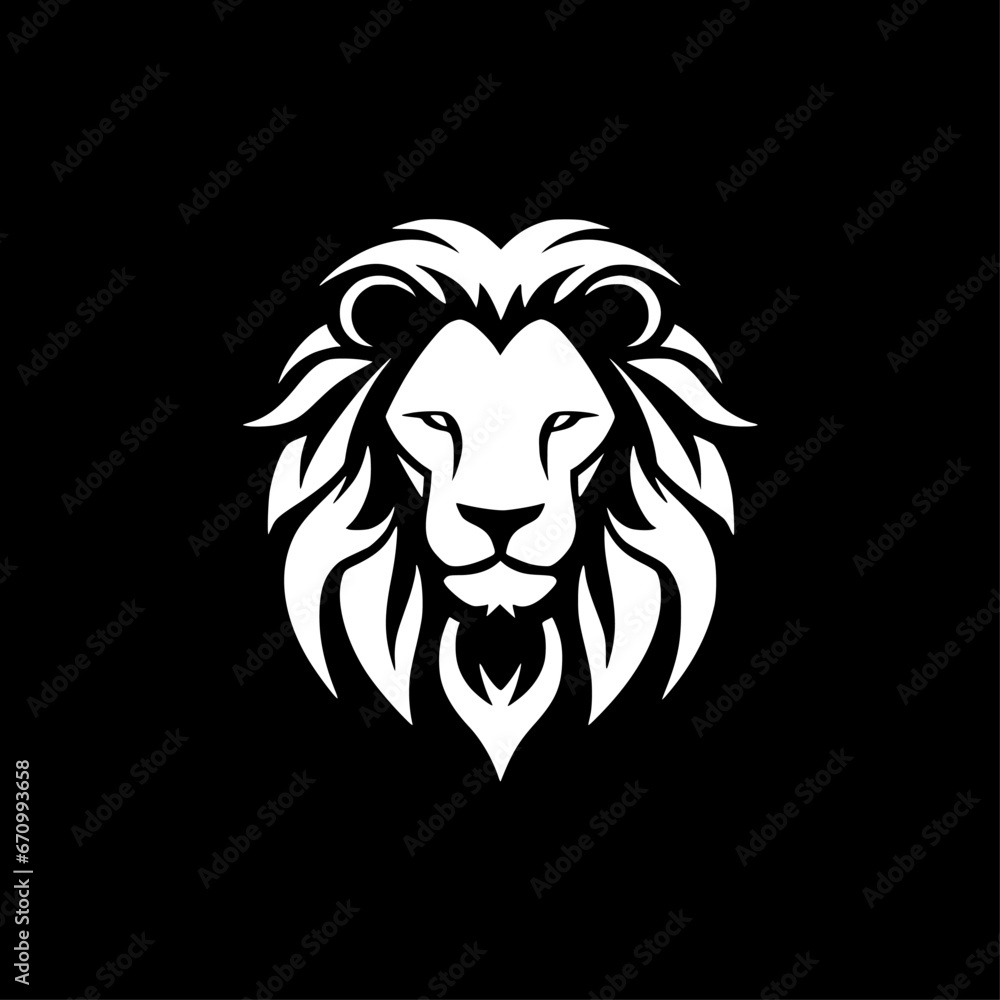 Fototapeta premium Lion - Black and White Isolated Icon - Vector illustration