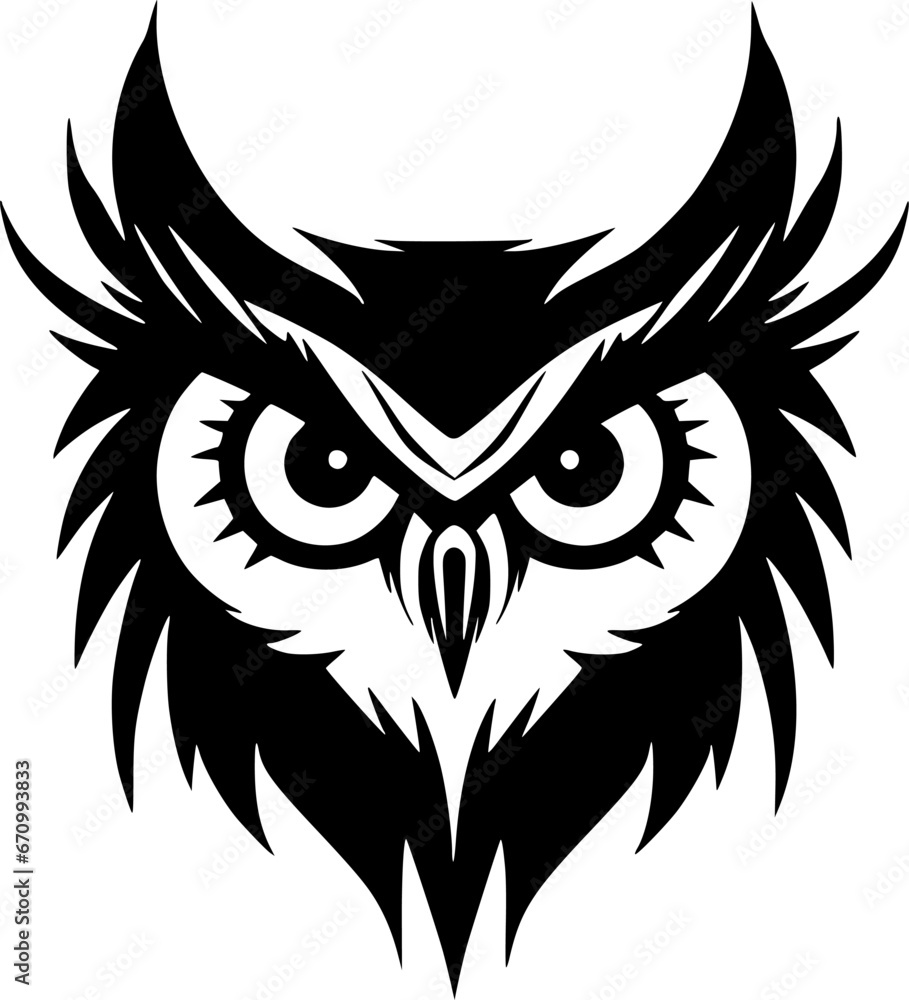 Owl | Black and White Vector illustration