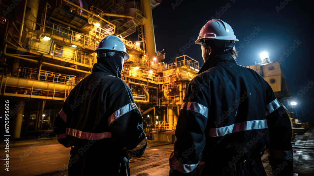 Offshore oil rig worker working at offshore station Offshore oil rig worker working at offshore station