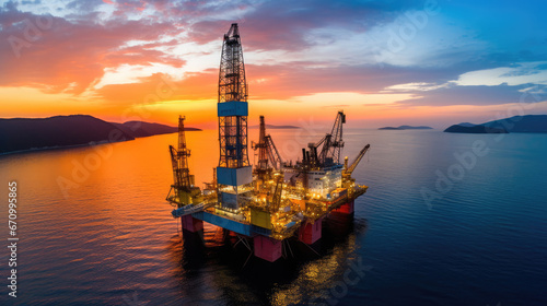 Offshore oil rig station on sea