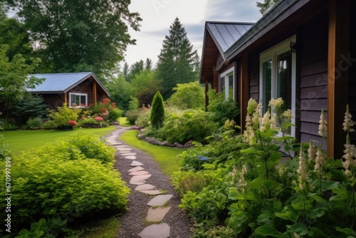 garden pathway leading to the cabins porch