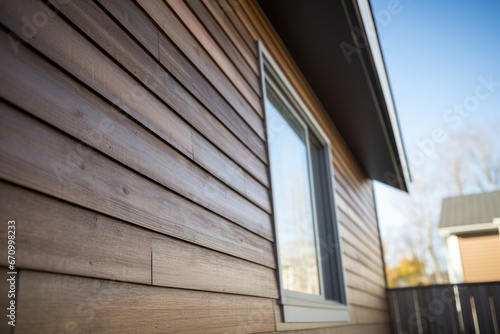 close-up of wooden cladding details on saltbox