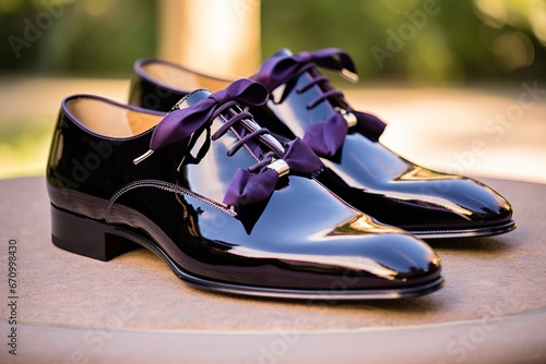 illustration of cute bow dress shoes for black walker in the style,Generative ai