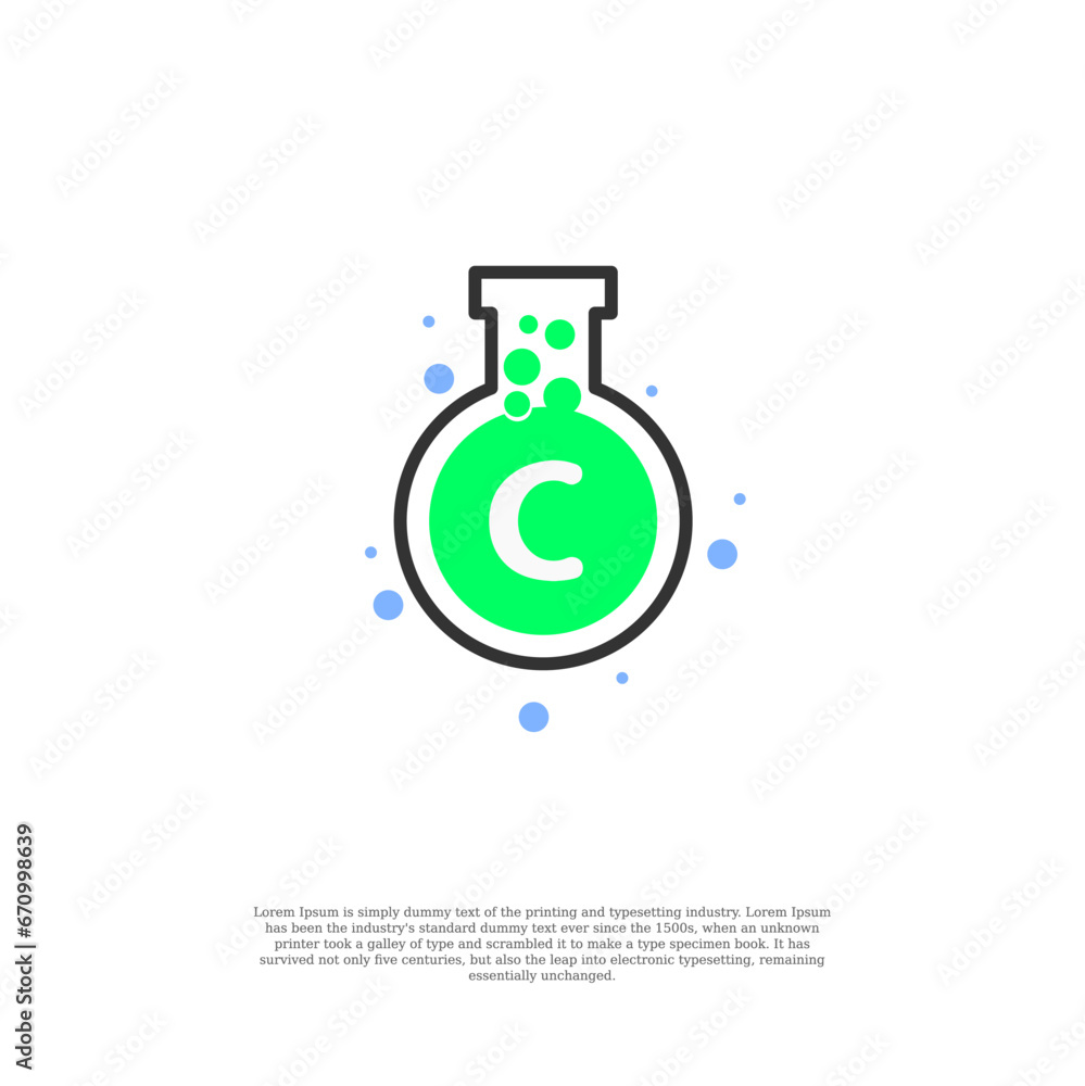 vector letter C on lab icon design template illustration vector letter C on lab icon design template illustration