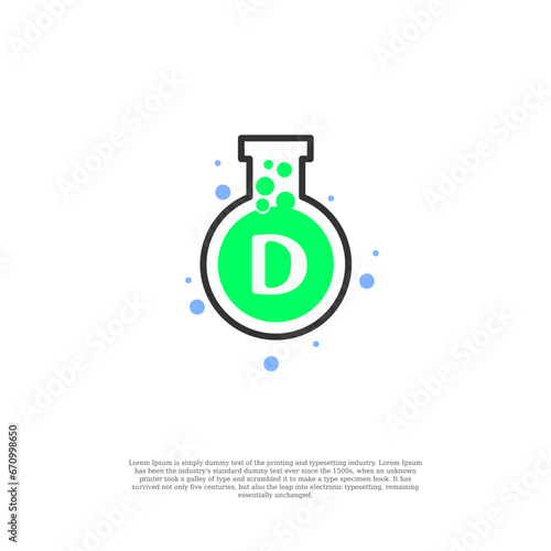 vector letter D on lab icon design template illustration