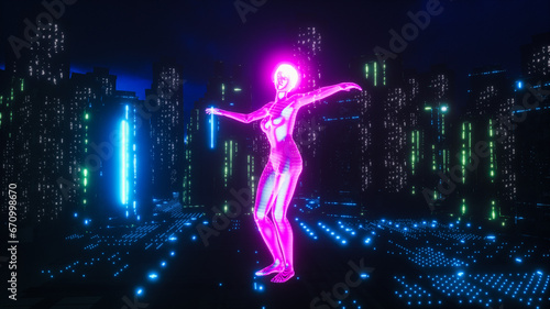 a futuristic cyberpunk city(3d rendering)