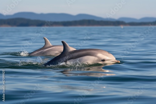 three dolphins surfacing together