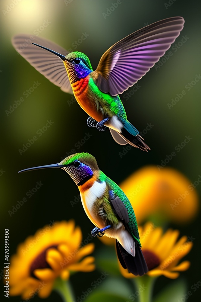 Fototapeta premium hummingbird and flower