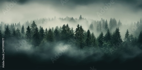 Enchanting Misty Forest Panorama