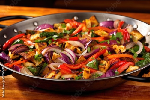 grill wok loaded with a mix of vibrant vegetables