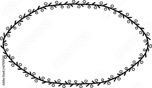 Spiral leaves Branch Rectangle Frame laurel wreath silhouette black horizontal vintage frames flower floral leaf border Botanical Branches ornate leaf Elements design border retro badge decoration iso